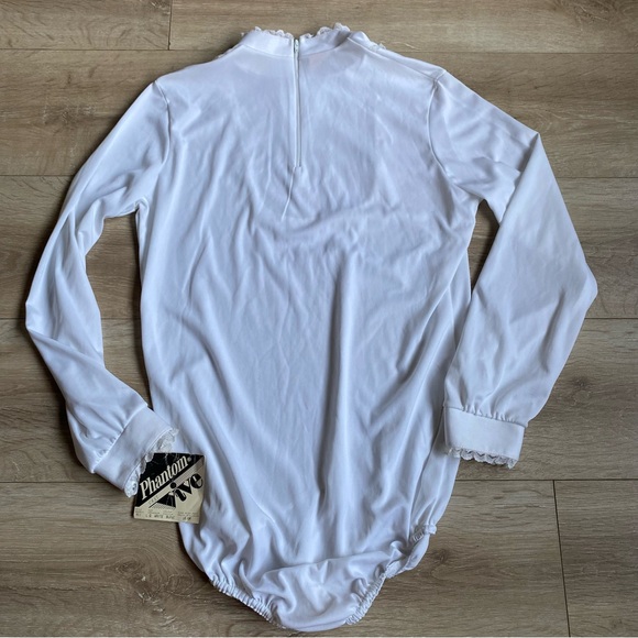 NWT Vintage body suit long sleeve high collar ruffle Victorian feminine - Picture 2 of 13